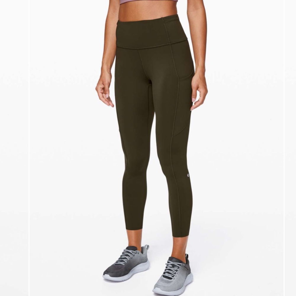 Lululemon Fast and Free Tight 25” Non Reflective Dark Olive